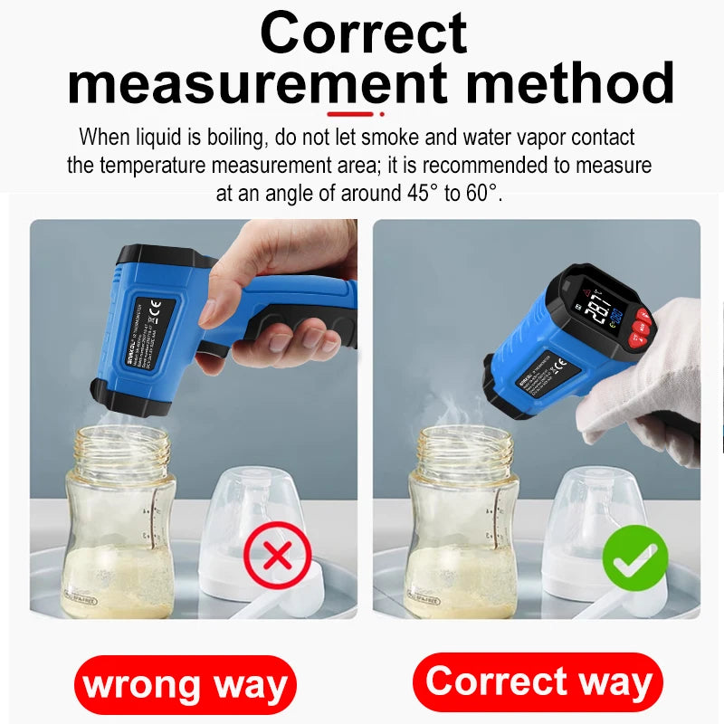 Infrared Non-Contact Digital Thermometer Handheld High-Precision Temperature Sernsor Industrial Kitchen Pyrometer Gun