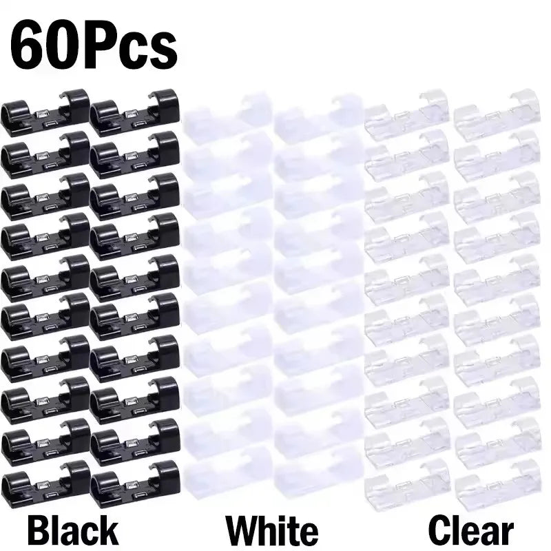 Self-Adhesive Cable Clips Organizer, Cord Management Holder for Home & Car