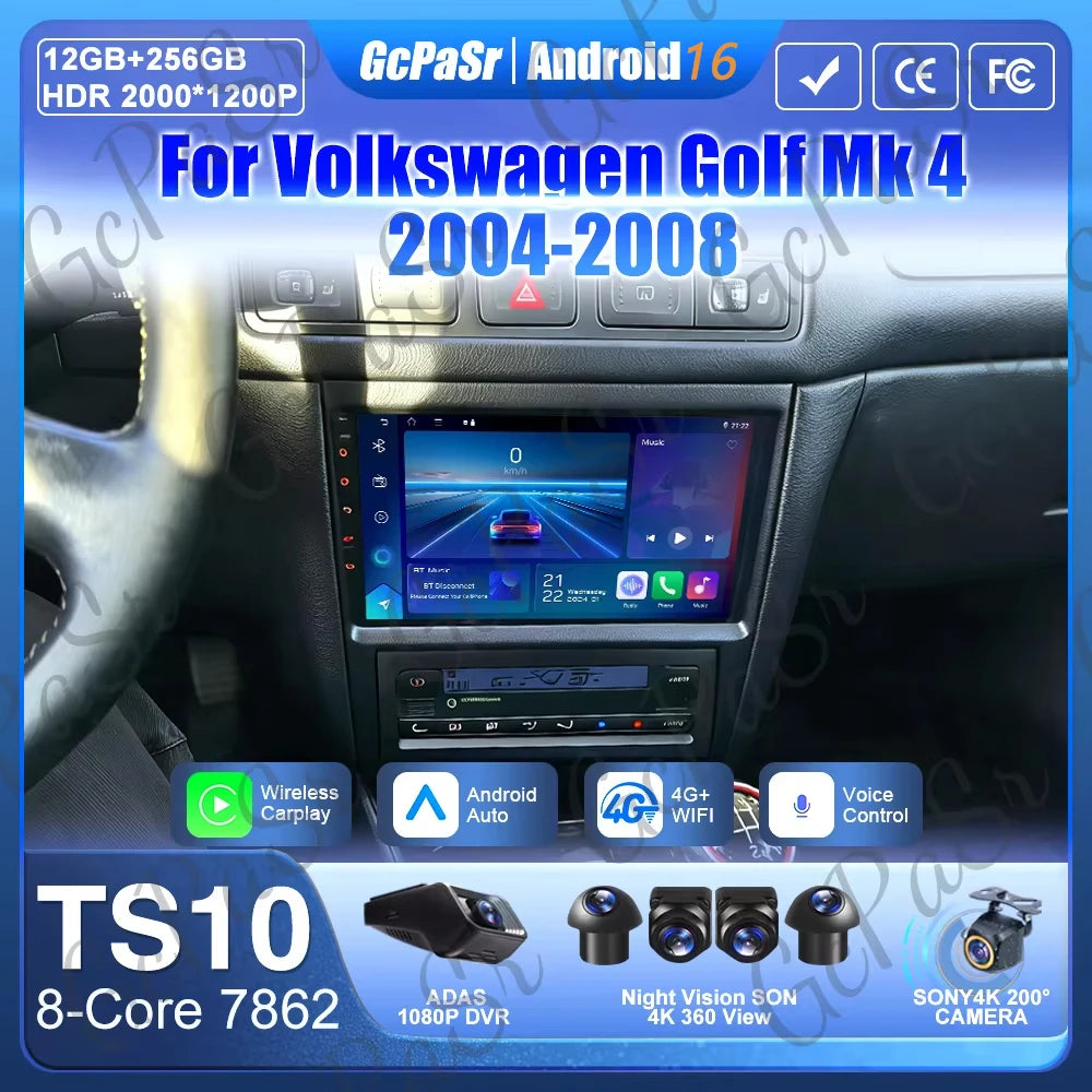VW Golf MK4 Multimedia Car Radio GPS Bluetooth Wireless Carplay
