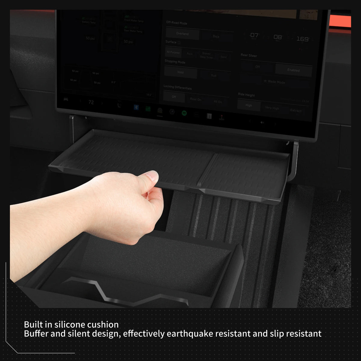 Hidden Storage Tray Under Screen for Tesla Cybertruck 2024-2026
