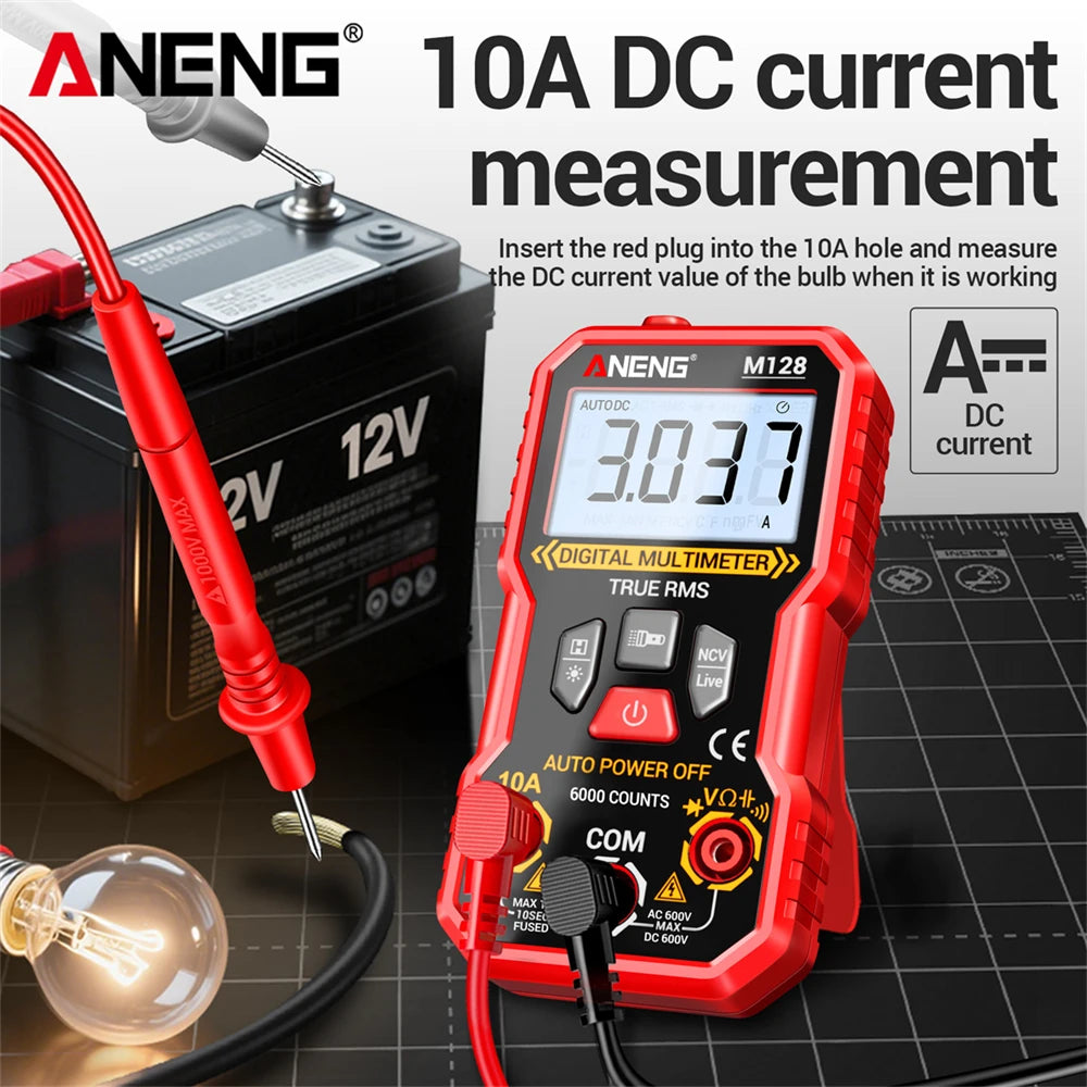 Multifunction Mini Multimeter ANENG M128 6000 Count AC/DC Voltage Current Resistance Capacitor NCV Voltage Induction Tester Tool