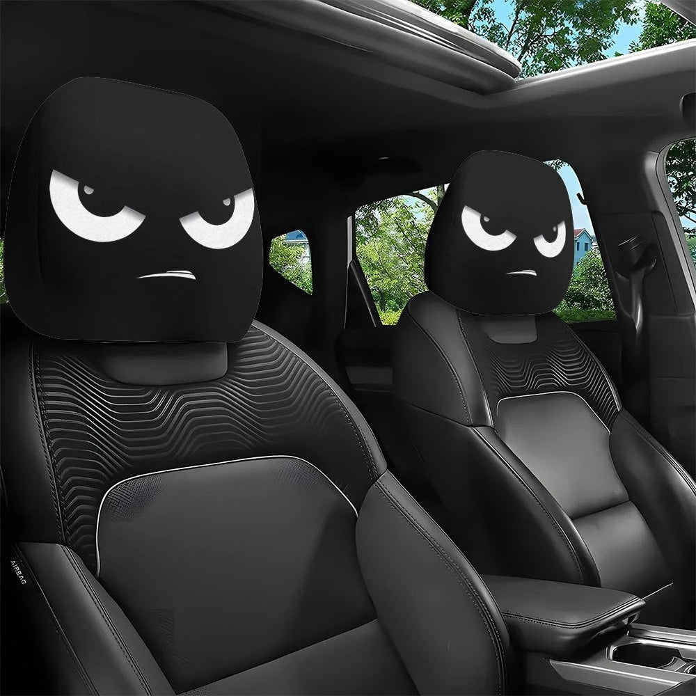 Funny Cartoon Print Car Headrest Covers, Set of 2