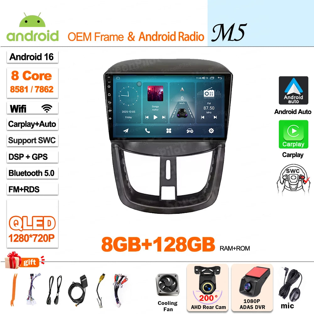 Peugeot 207 2006-2015 Android Car Radio 9" Touchscreen GPS - image 12