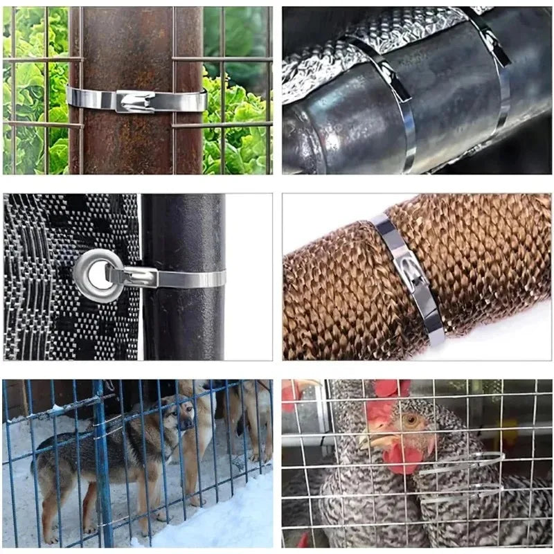 304 Stainless Steel Zip Ties 4.6mm Heavy Duty Self-Locking Cable Ties for Vehicles