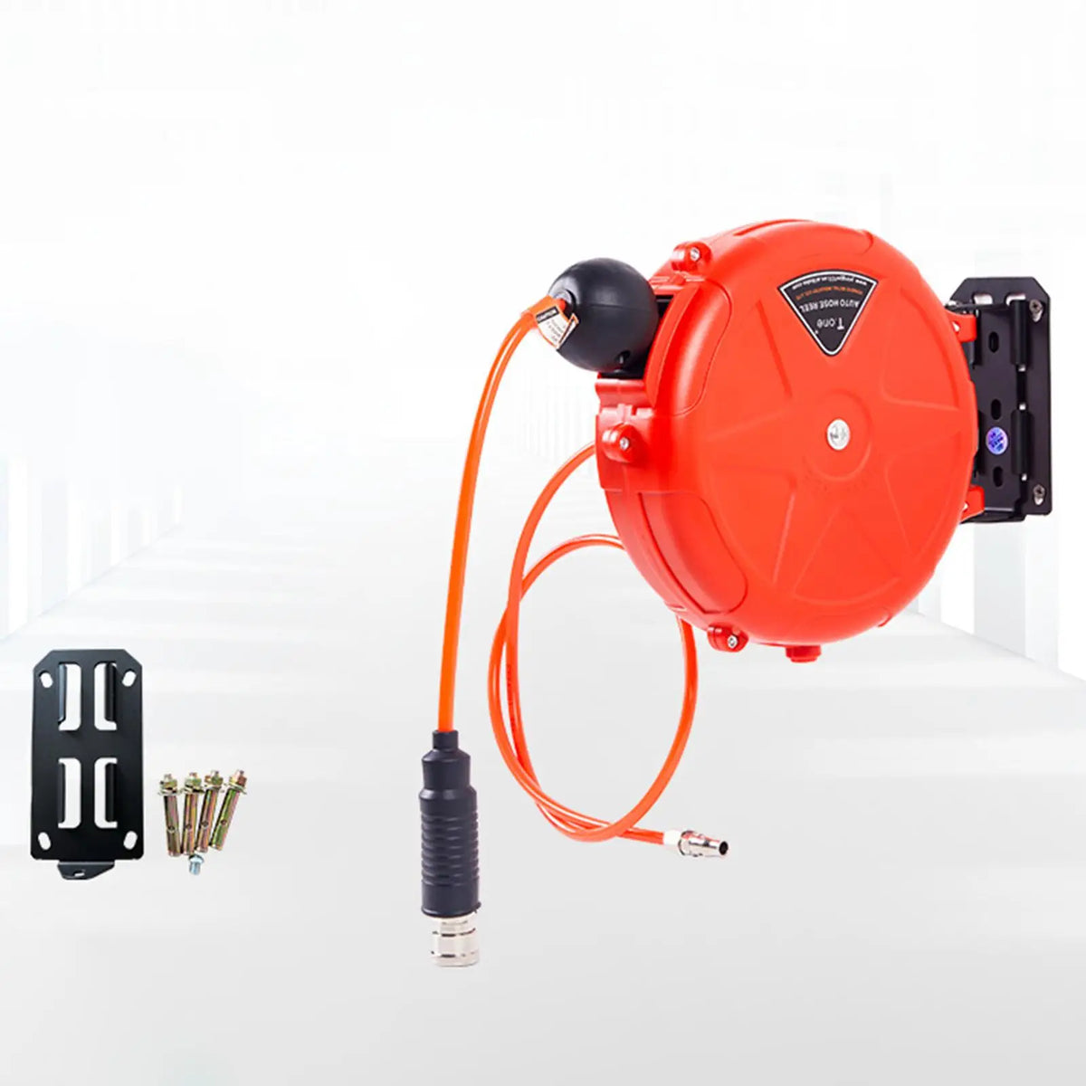 Automatic Retractable Air Hose Reel Auto Rewind with 10M Tube Automatic Locking Air Compressor Hose Reel for Garden Workshop