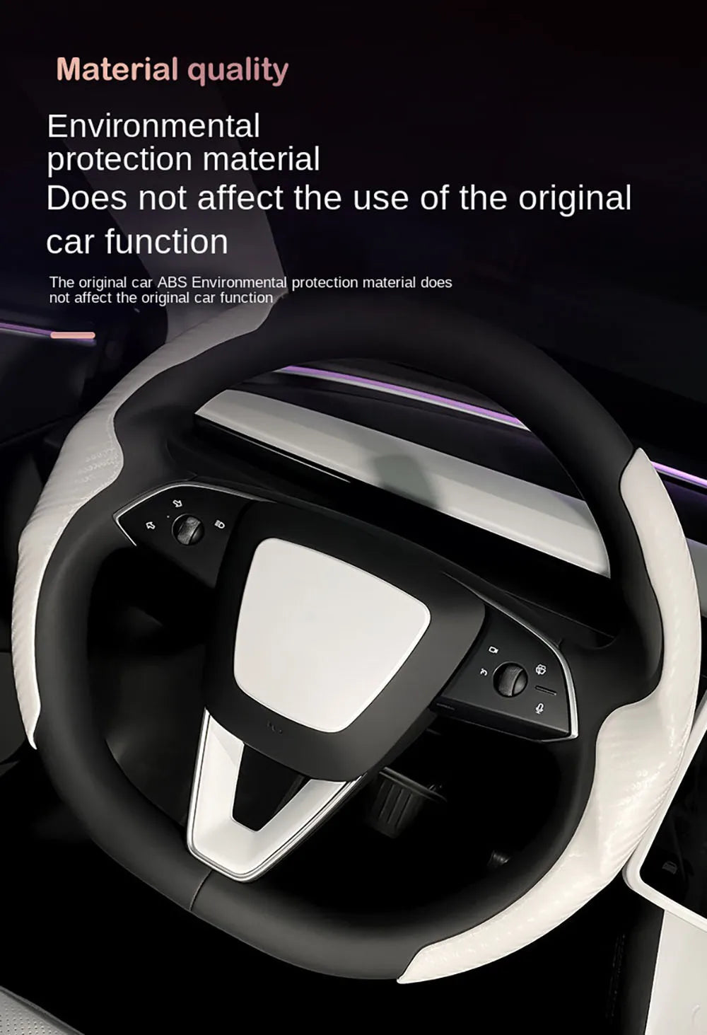 Matte White Steering Wheel Trim for Tesla Model Y and Model 3