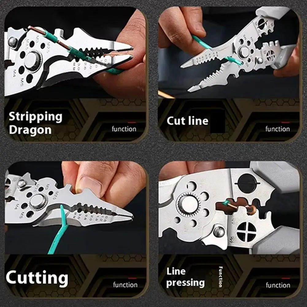 Electrician Wire Stripper Multifunctional Non-slip Decrustation Pliers Adjustable Electrical Wire Stripping Tool Wire Stripper
