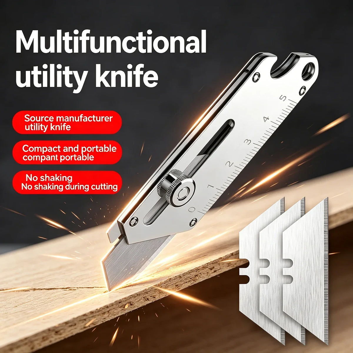Mini All-Steel SK5 Utility Knife - Heavy-Duty Industrial Cutter with Imported Blade for Wallpaper, Cardboard & Crafting