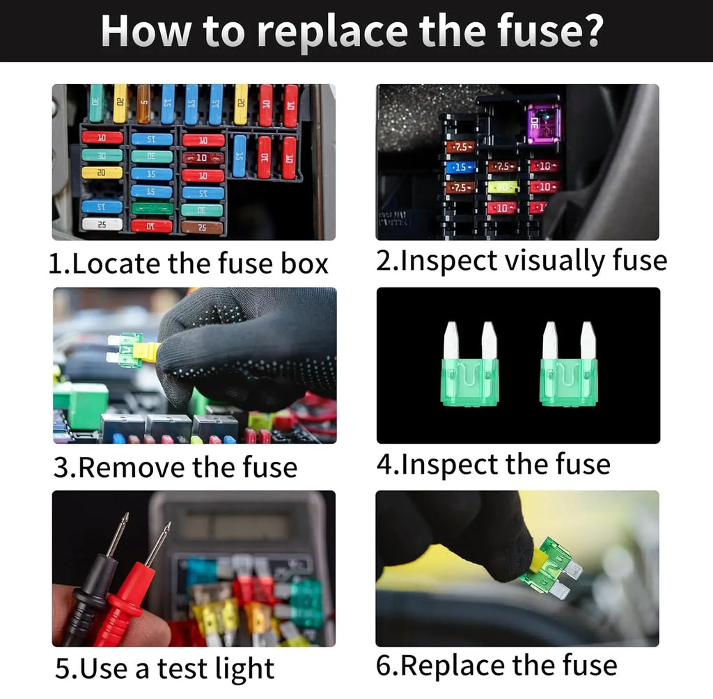 100 Pcs Mini fuses Kit Blade Fuse Assortment Kit  with Puller Tool for Car, Marine, Truck, RV Fuse Replacement