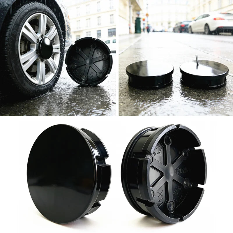 4 Pcs Black Plastic Wheel Center Caps 49mm 50mm Universal