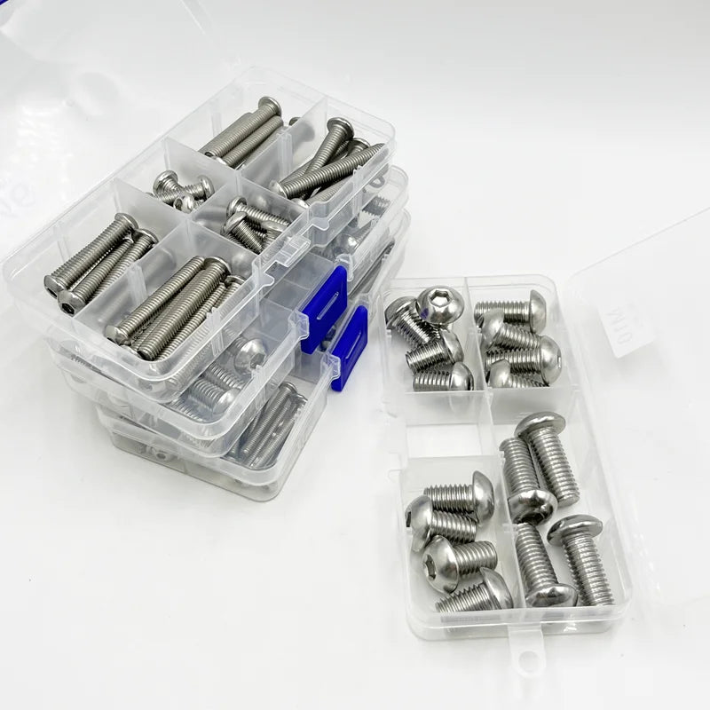 304 Stainless Steel Button Head Hex Socket Screws, M2 to M10 Sizes