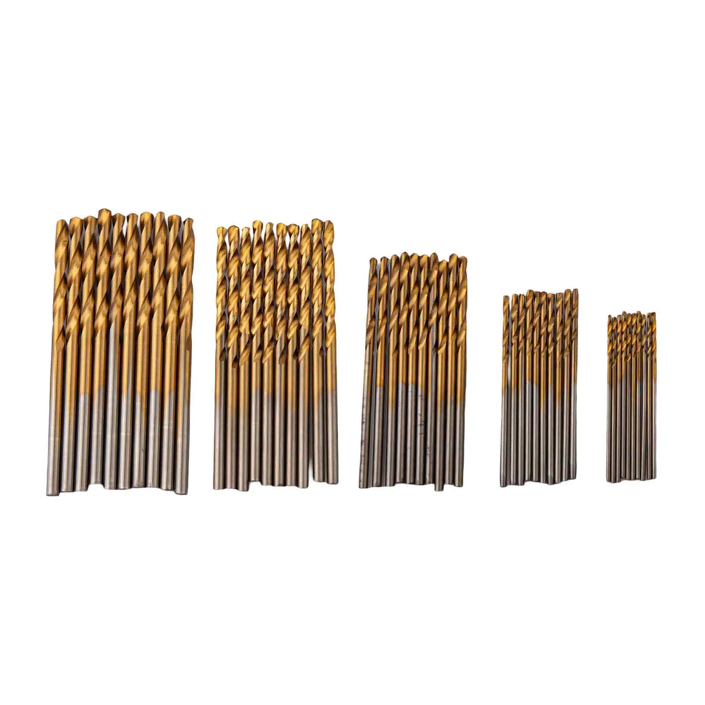 50 Piece HSS Drill Bit Set 1mm 1.5mm 2mm 2.5mm 3mm Gold Coated High Speed-Steel Drills For Metal Wood Plastic