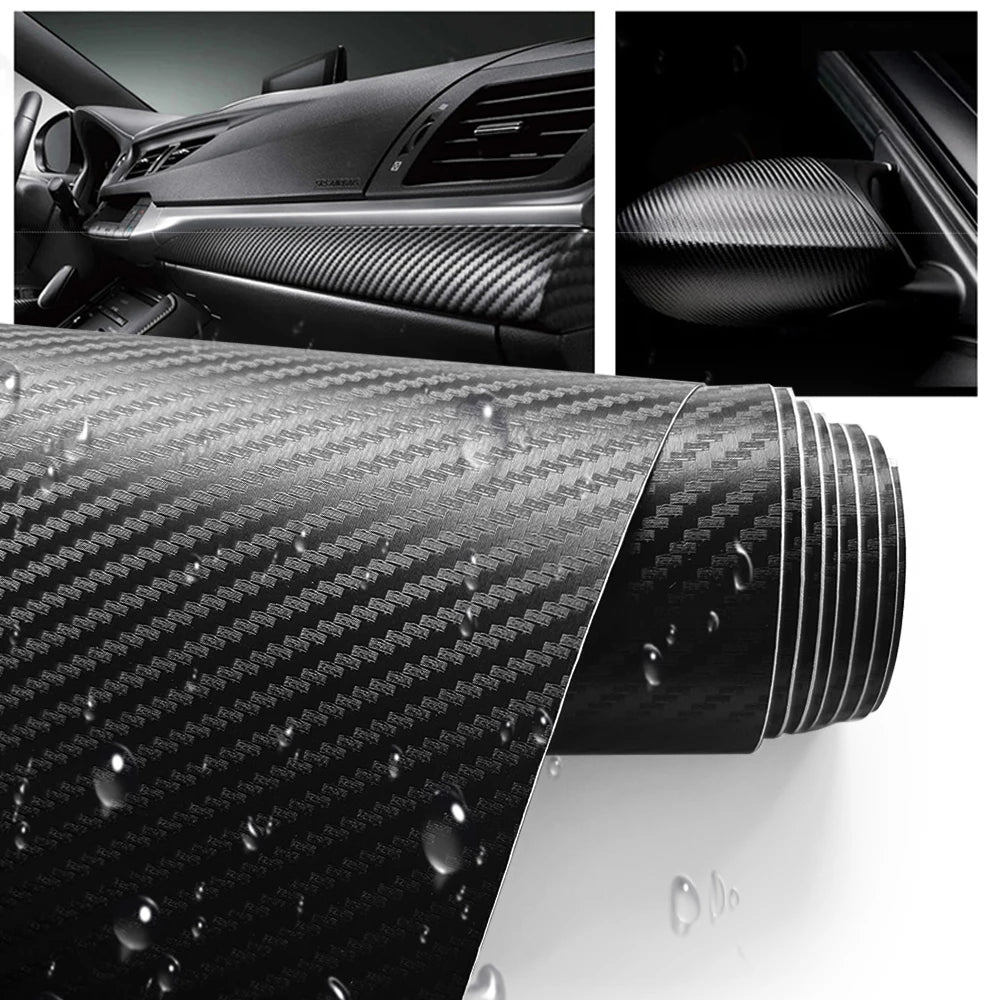 3D Carbon Fiber Vinyl Wrap Roll - Self-Adhesive Waterproof Car Sticker