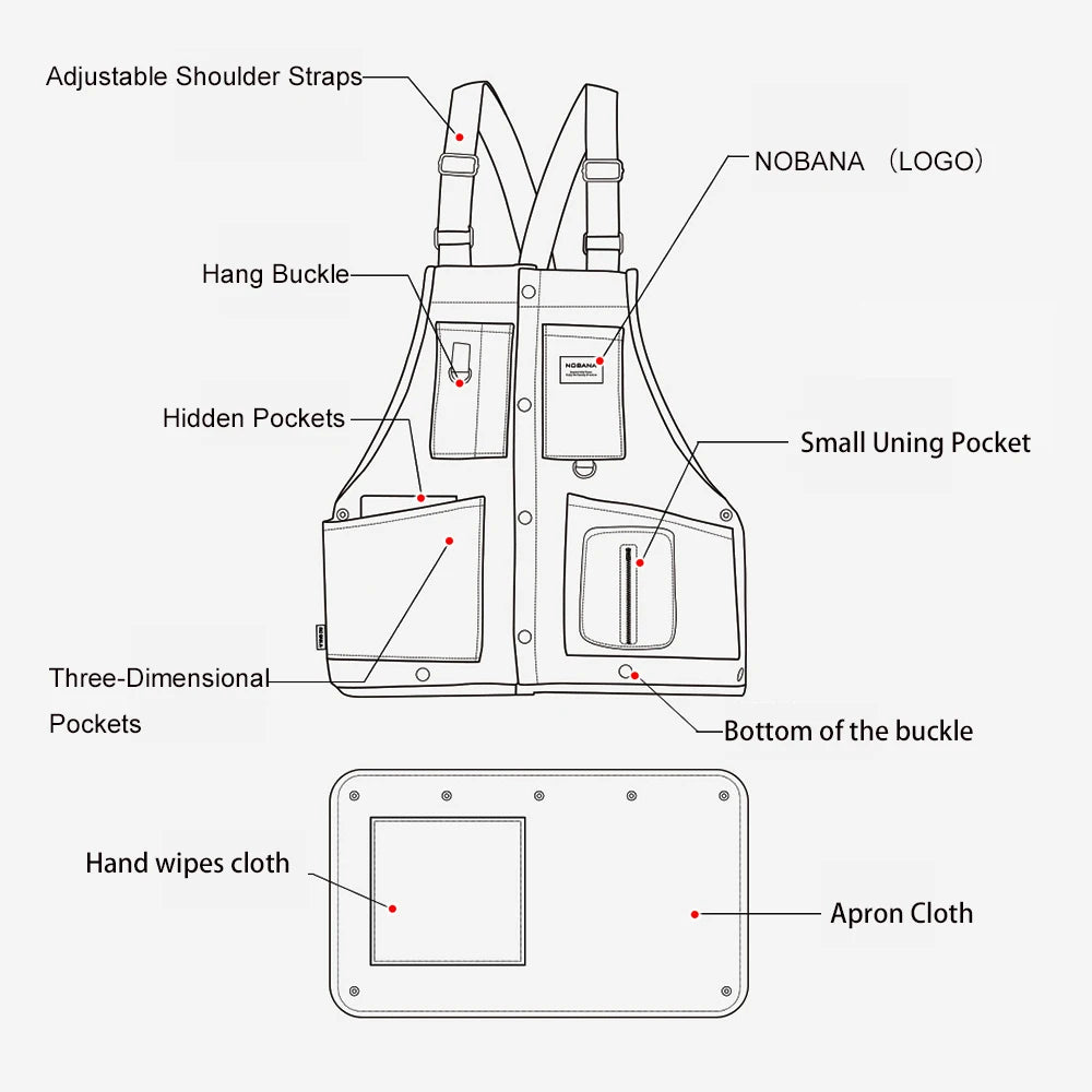Outdoor Vest BBQ Work Apron Camping Men Women's Leisure Multi-Functional Apron Fishing Vest Coat Equipment Durable Tool Pocket