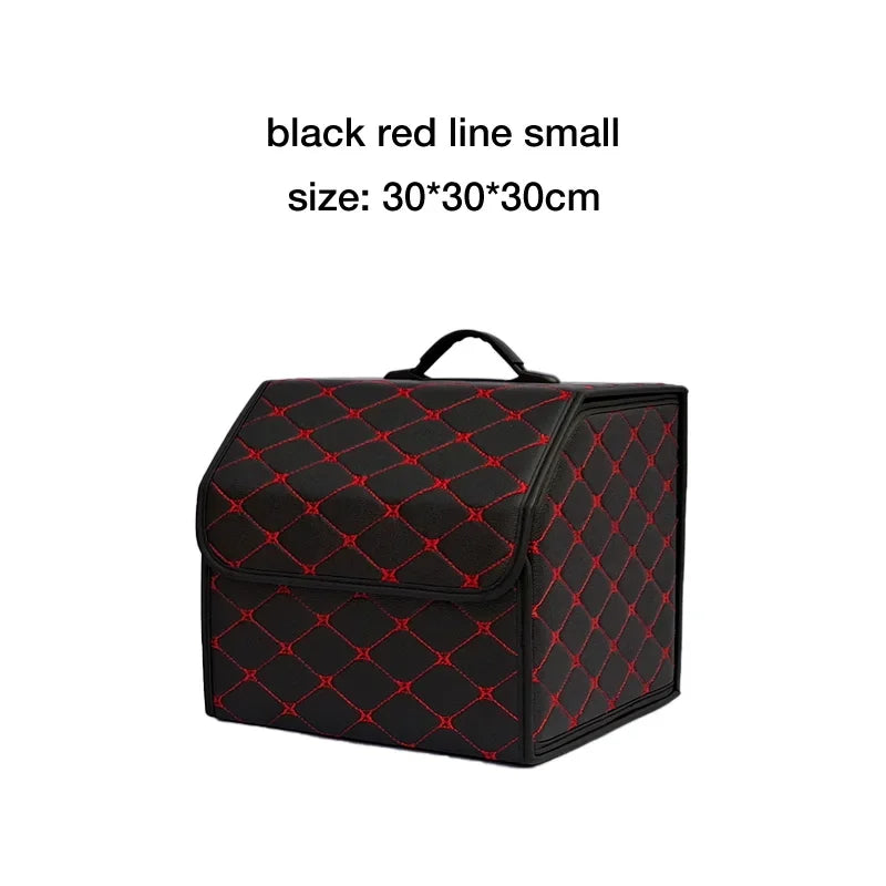 Large Capacity Folding Leather Car Trunk Organizer Box Multiuse Tool Storage Bag