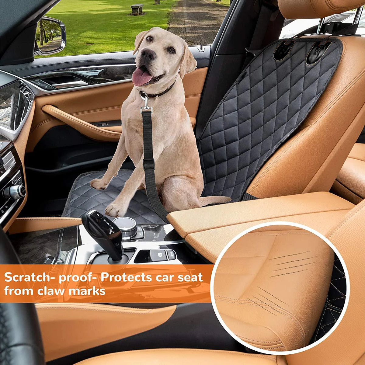 Dog Front Seat Cover for Cars, Waterproof Nonslip Pet Car Seat Protector, Quilted & Durable Padded Dog Seat Covers for Cars