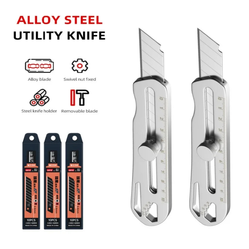 Heavy Duty Industrial Grade Stainless Steel Utility Knife and Wallpaper Blade Set