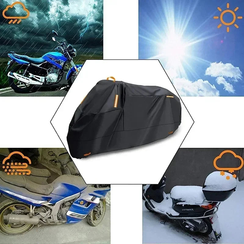Motorcycle Cover Waterproof All Season Dustproof UV Protective Outdoor Indoor Scooter 210D Wear-resistant Fabric Motorbike Cover