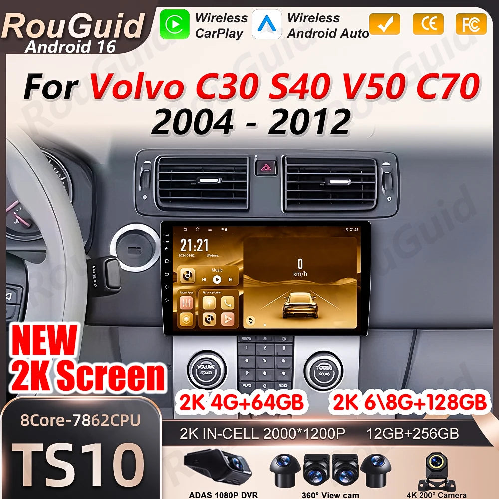 Wireless Android Auto & CarPlay Multimedia Player for Volvo 2004-2012