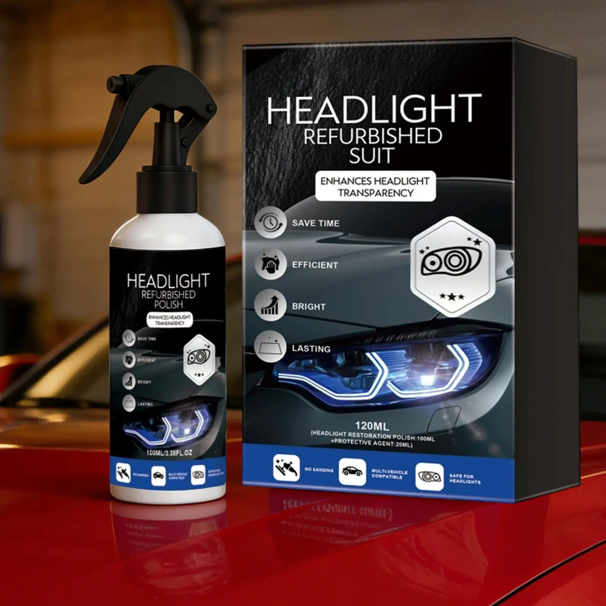 Headlight Restoration Kit with Sponge and Towel