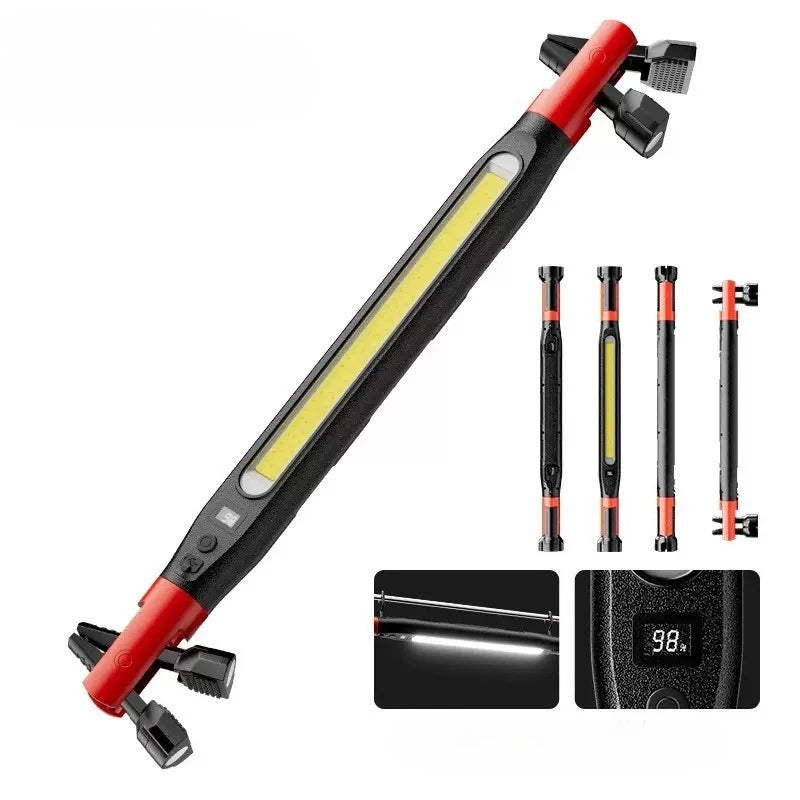 High Lumen Rechargeable LED Work Light for Car Emergency Repair, Powerful Magnetic Flashlight with Hooks and Magnetic Base