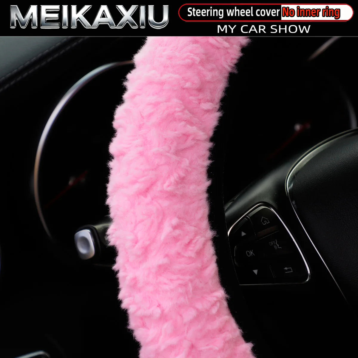 Plush Winter Steering Wheel Cover, 14.5-15 Inch, No Inner Ring