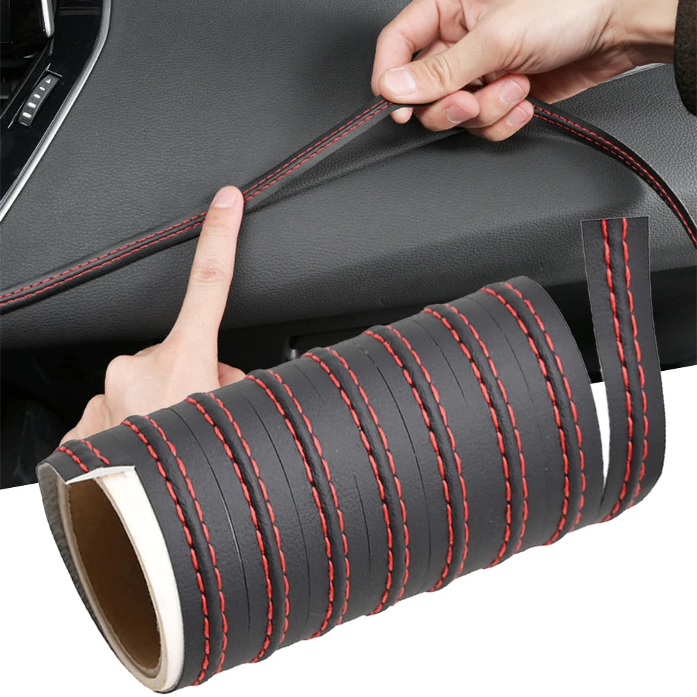 Braided PU Leather Decorative Trim Strip for Car Interior, 0.5m or 2m
