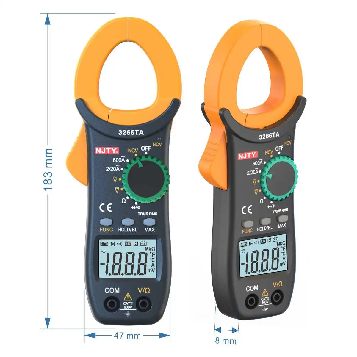 Digital Clamp Meter Tester, Clamp Multimeter Voltage Tester Auto-Ranging, Measures Current Voltage Resistance Diodes Continuity