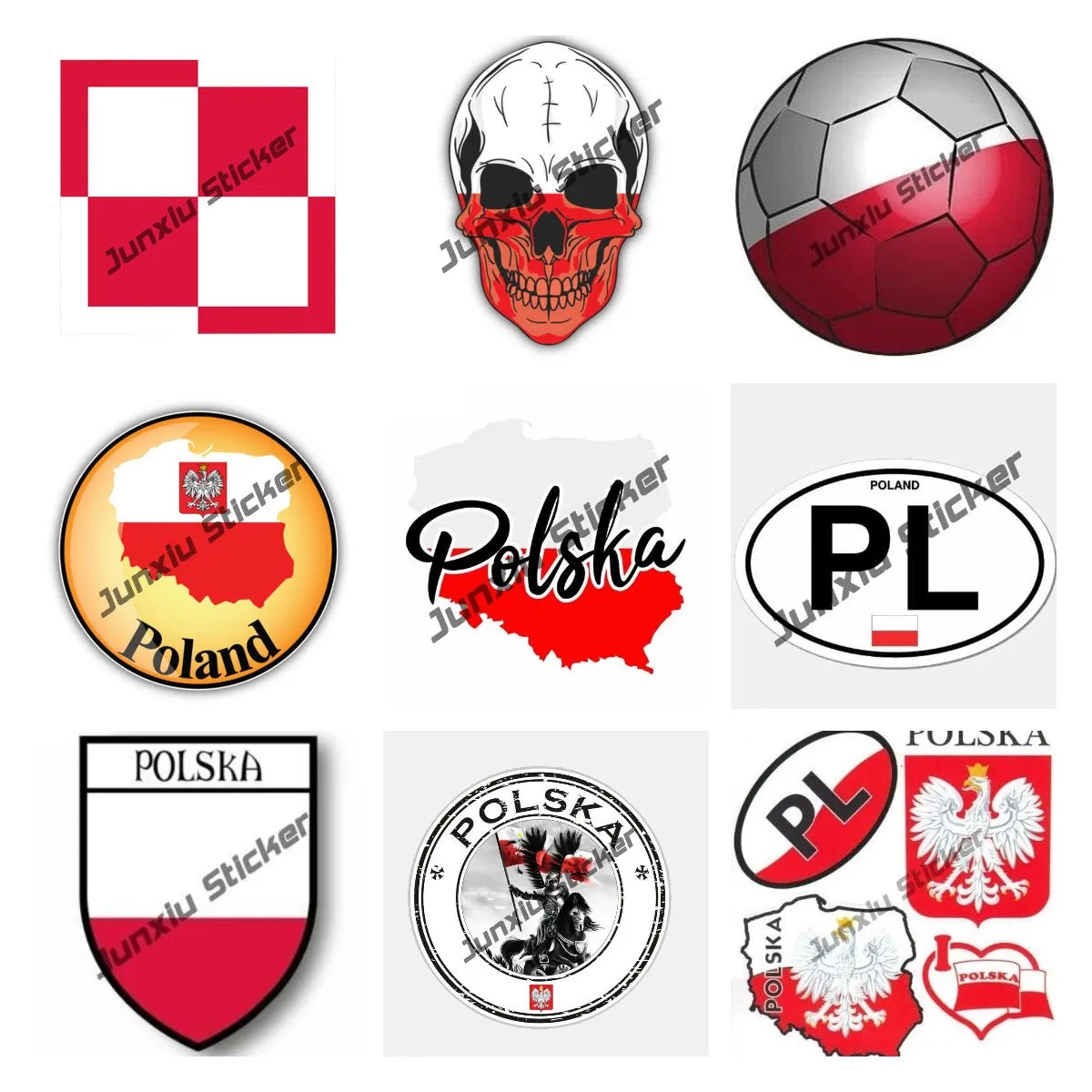 Polish Flag and Heart Vinyl Car Stickers, 13cm Body and Window Decal - view 7