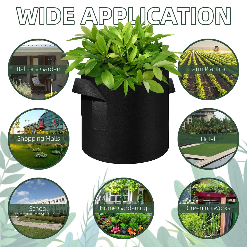 5-Pack Nonwoven Grow Bags with Reinforced Handles