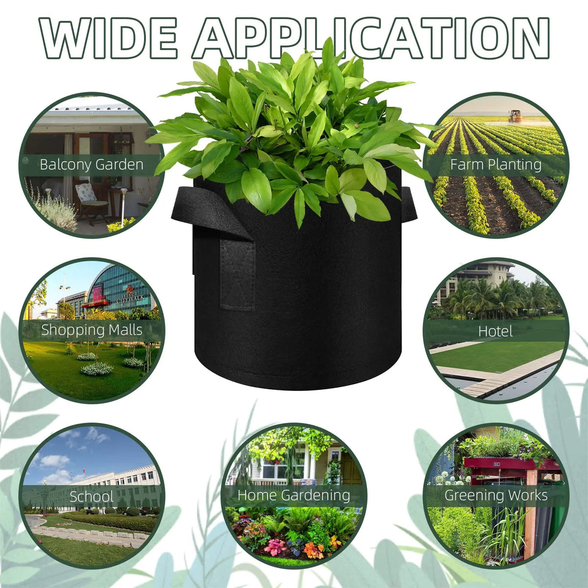 5-Pack Nonwoven Grow Bags with Reinforced Handles