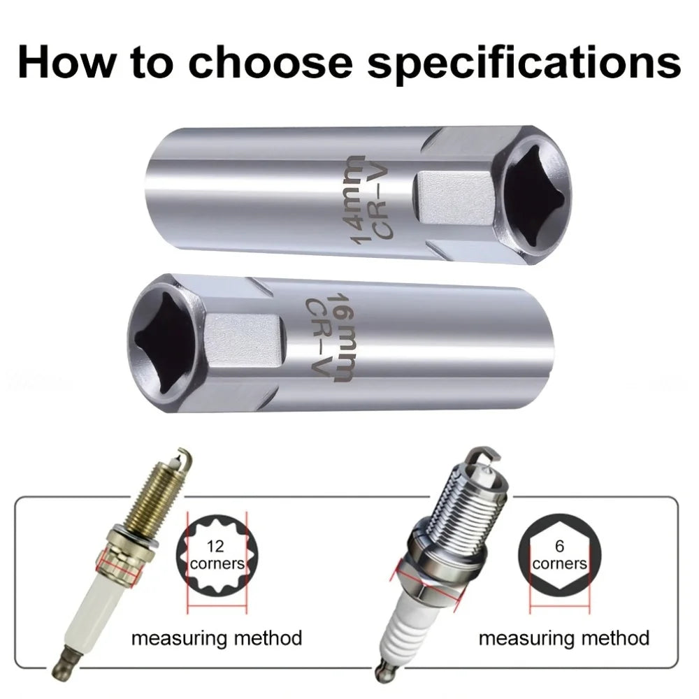 Spark Plug Socket Wrench Key Adapter 14mm 16mm Magnetic Auto Repair Tool Kit