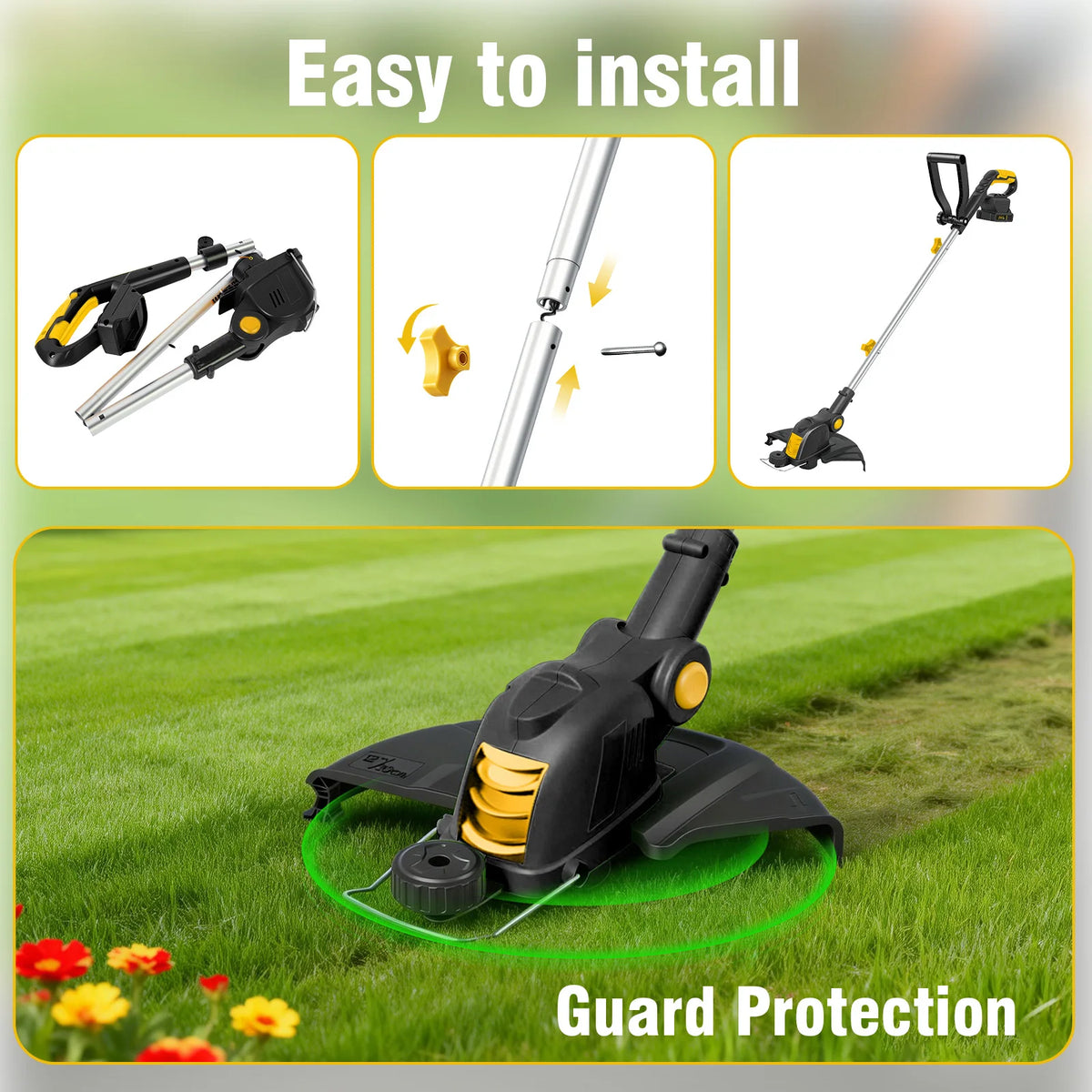 Cordless 3-in-1 String Trimmer 12-Inch, Brushless, 2 Batteries & Charger