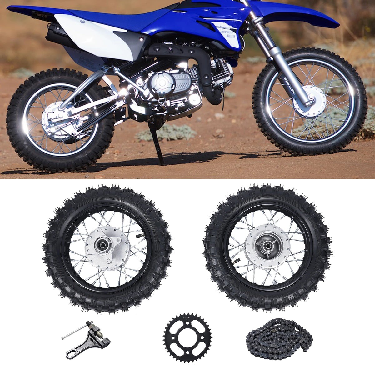 2.5-10 Dirt Bike Wheel Set with Sprocket for CRF50 & KLX110 - image 12