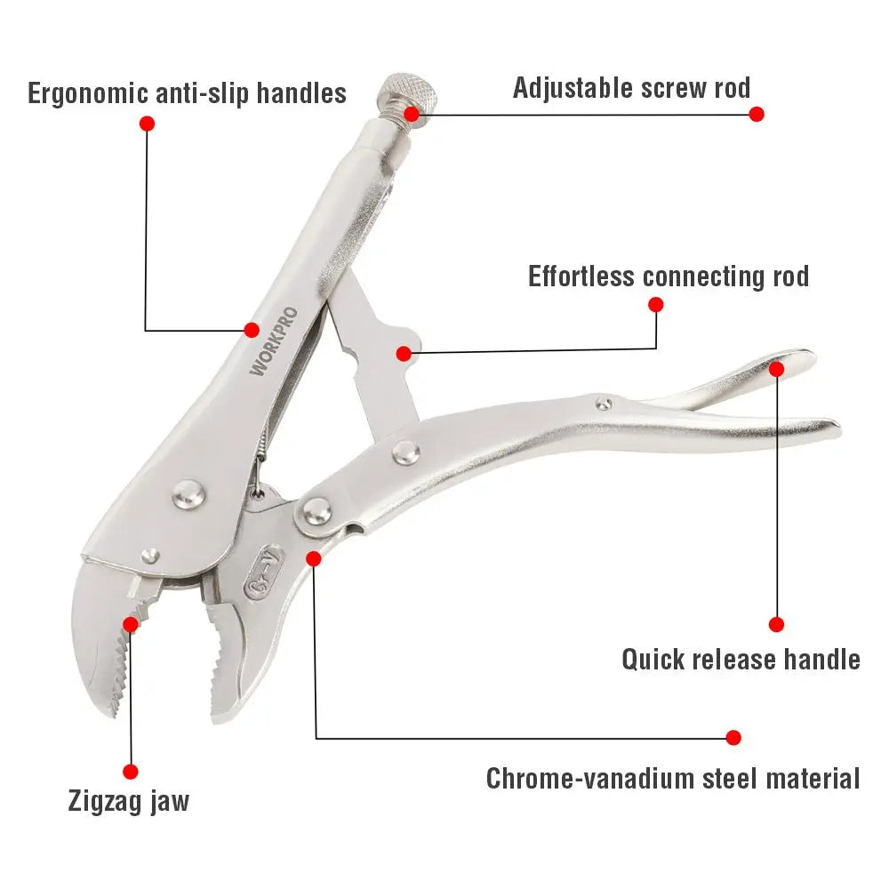Locking Pliers Set CRV Lock Pliers Curved Jaw Pliers Straight Long Nose C Clamp Locking Clamp Multi-function Welding Tools