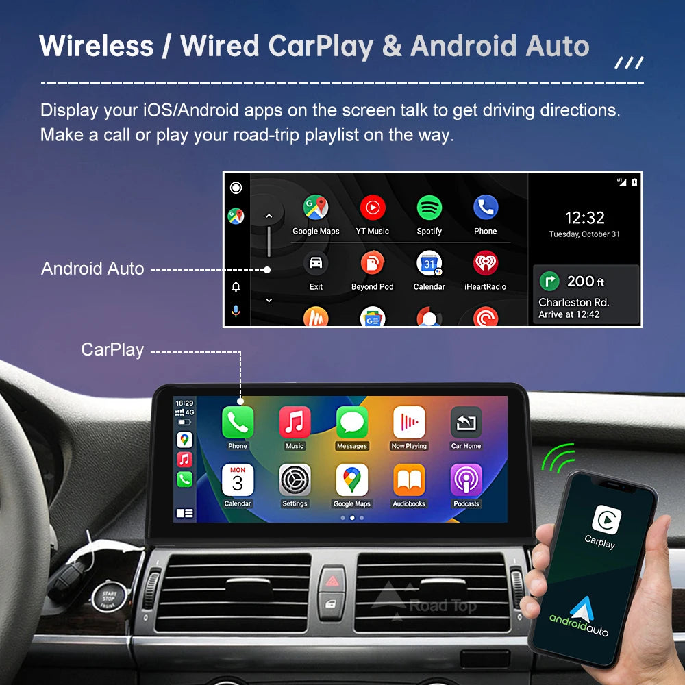 10.25" Wireless CarPlay & Android Auto Touch Screen for BMW X5/X6 - image 4