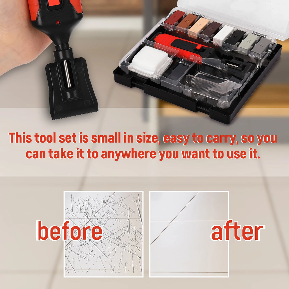 Ceramic Tile Crack and Scratch Repair Kit with Wax Blocks