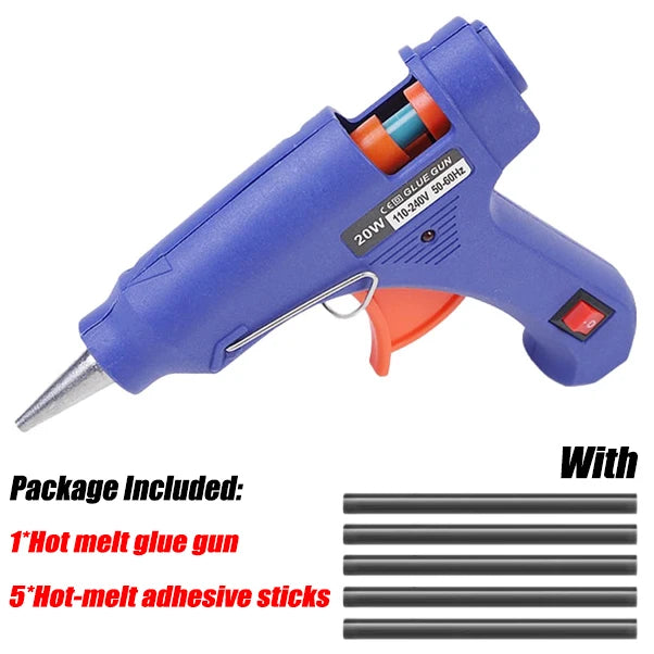 20W Hot Melt Glue Gun with 5Pcs Glue Sticks Fast Heating Mini for Car Dent Repair