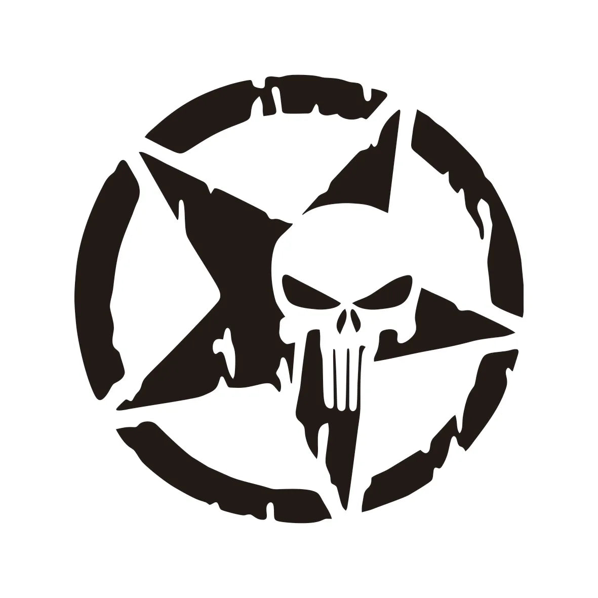 Distressed Army Star Skull Vinyl Decal for Jeep Wrangler and 4x4