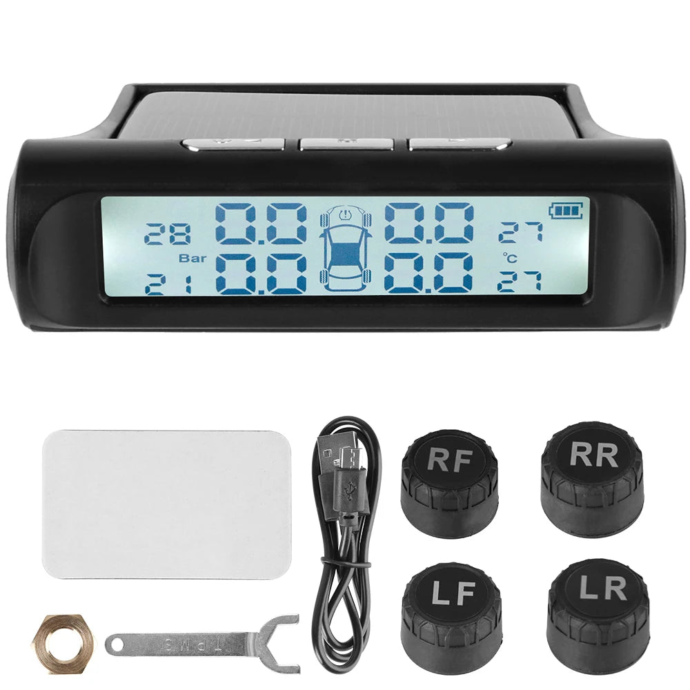 Solar Tire Pressure Monitoring System with External TPMS Sensors
