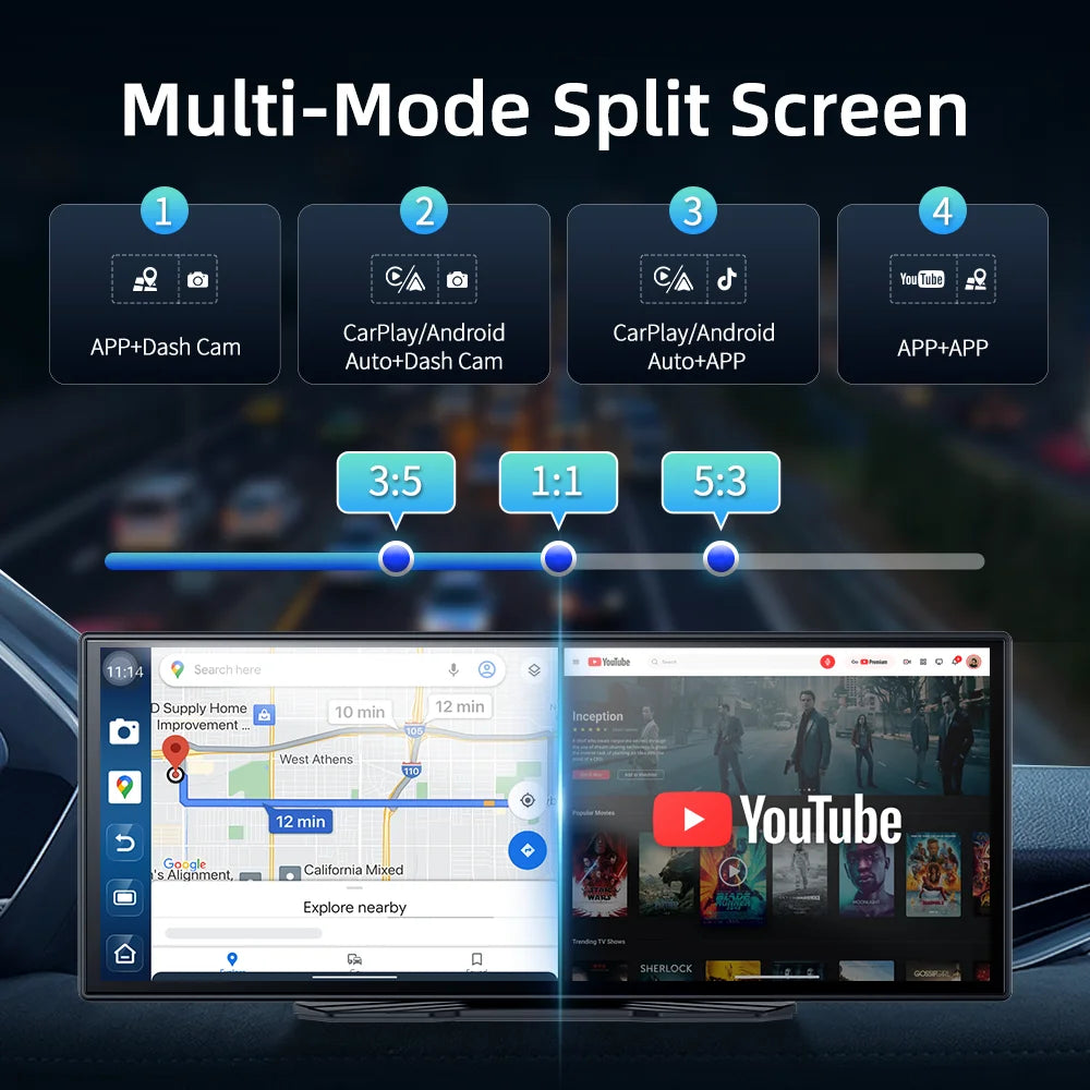 Imagebon P70 Plus 11.4" Android 15 CarPlay & Dash Cam Split-Screen - image 2