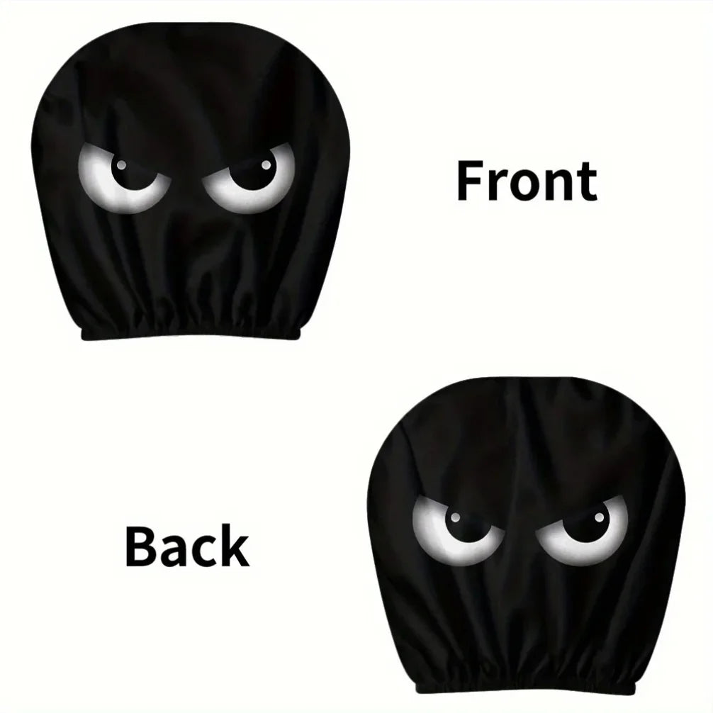 Cartoon Eyes Print Car Headrest Covers, Set of 2