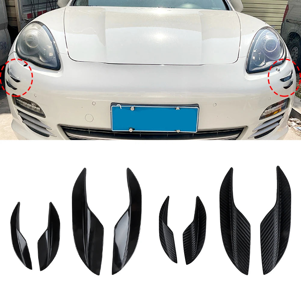 Universal Carbon Fiber Front Bumper Lip Spoiler Fin Kit - 4 Piece - image 4