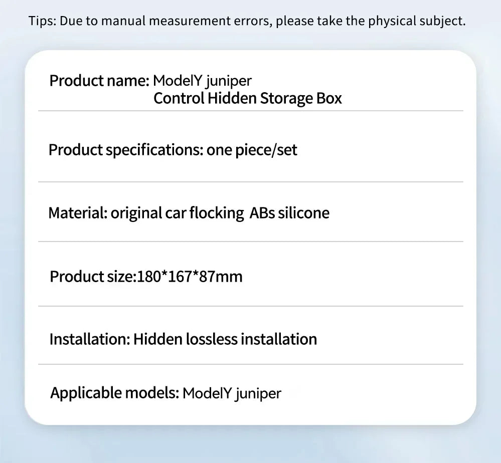 Center Console Hidden Storage Box for Tesla Model 3 and Model Y