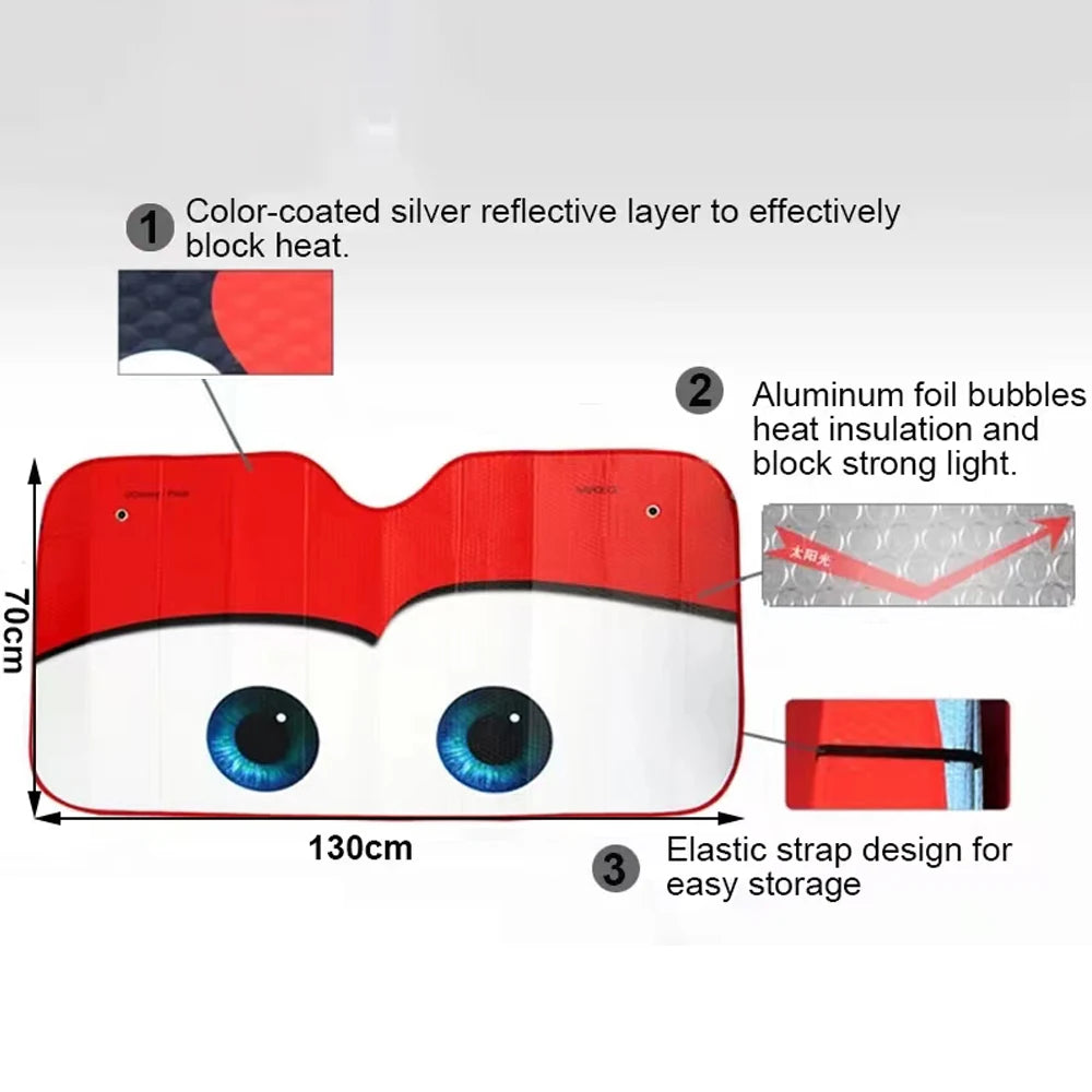 Cartoon Eyes Windshield Sunshade, 130 x 70cm