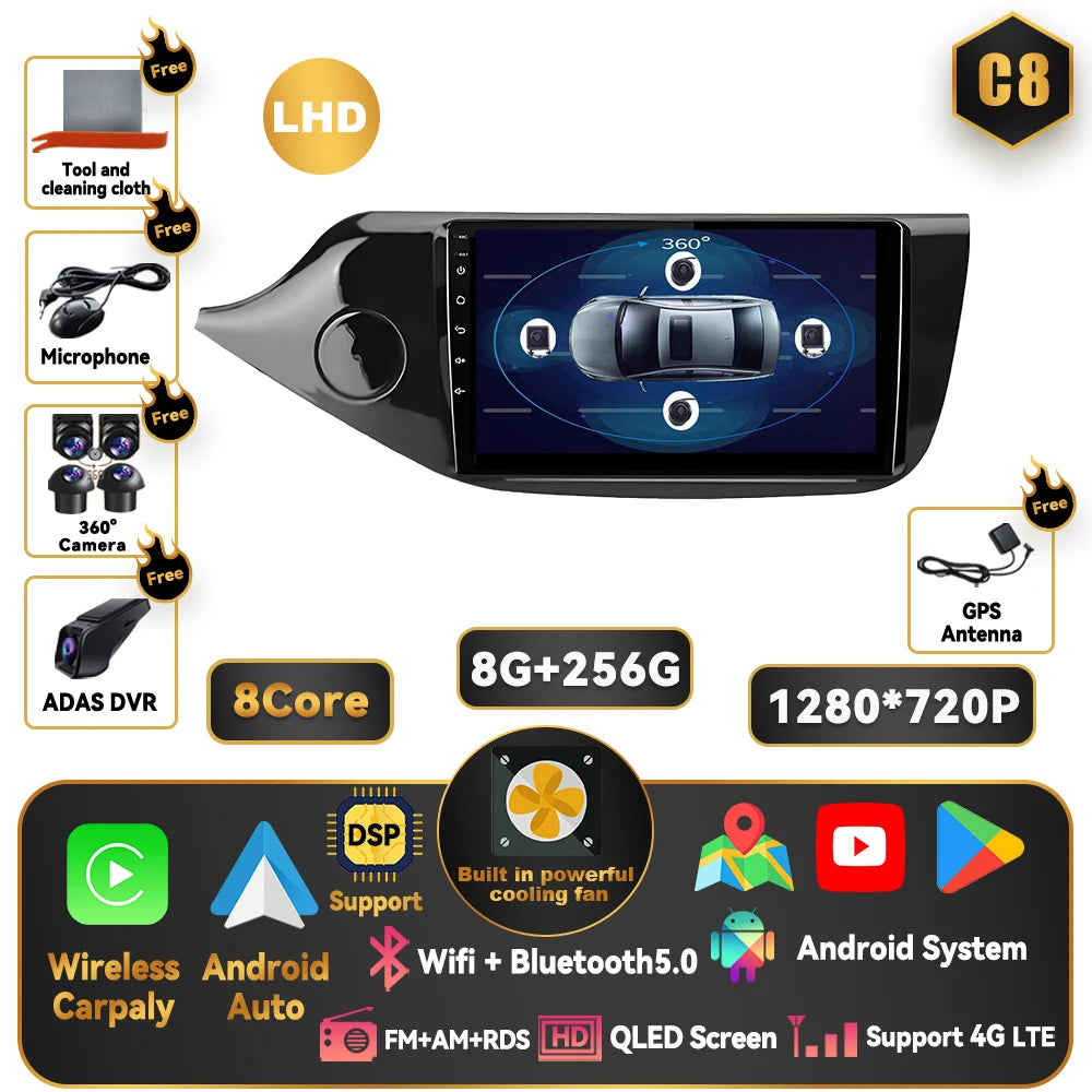 Android 15 QLED Car Stereo for Kia Ceed 2 (JD) 2012-2018 with CarPlay & GPS - image 25
