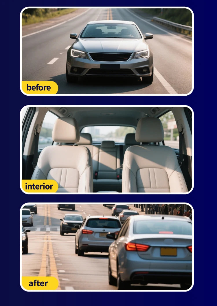 3-Camera Dash Cam with Front, Interior, and Rear Views
