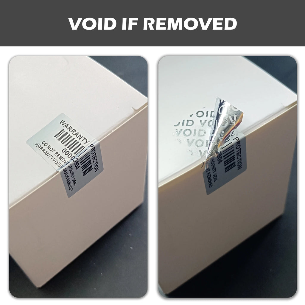 Tamper-Evident Warranty Void Security Labels with Serial Numbers, Silver