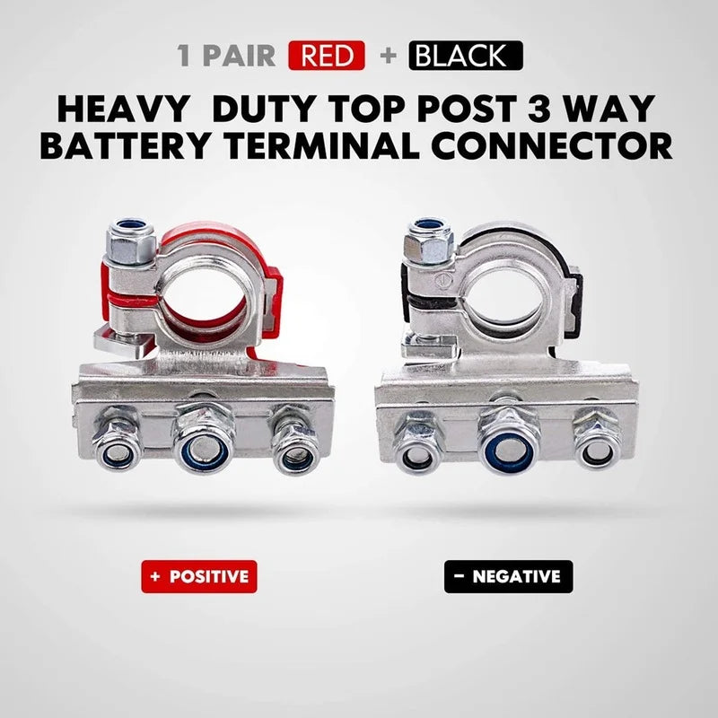 12V/24V Top Post Battery Terminal Connectors, Pair