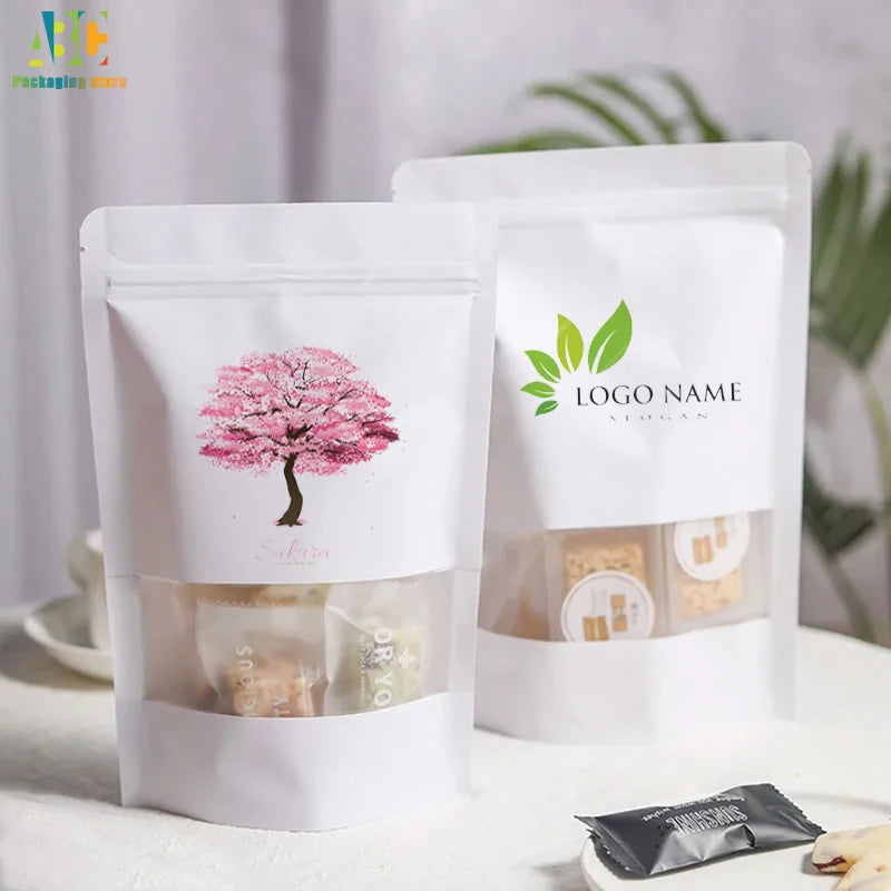 White Kraft Paper Bags with Window - Waterproof Food Packaging, 50 Pk - image 4